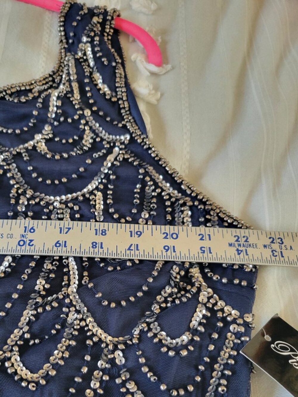 NWT Stunning Navy Silver Beaded Sequin Art Deco Evening Cocktail Dress 20W - Picture 9 of 11